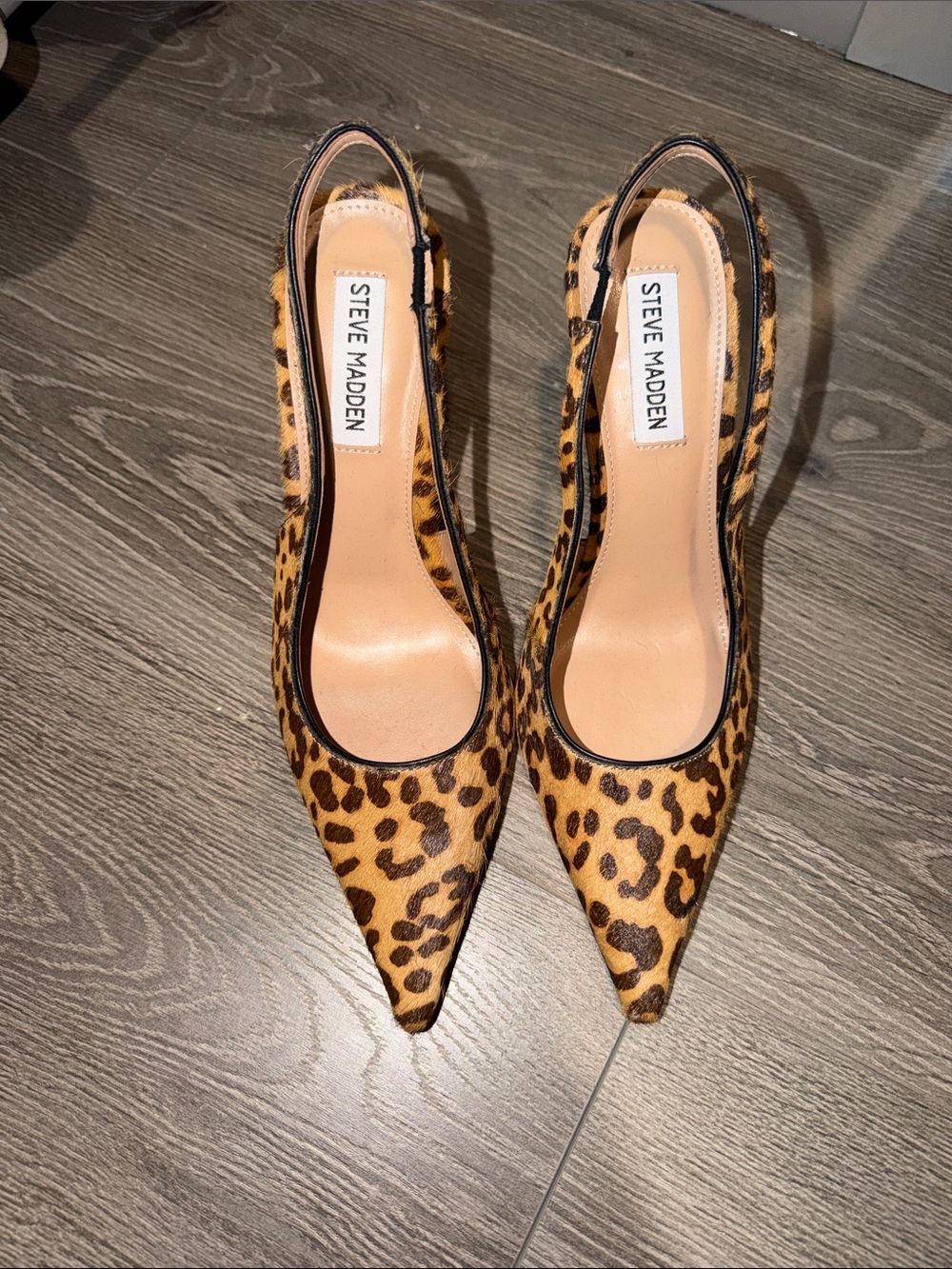 Steve Madden Leopard-Print Pointed Slingback Pumps - Tan/Black